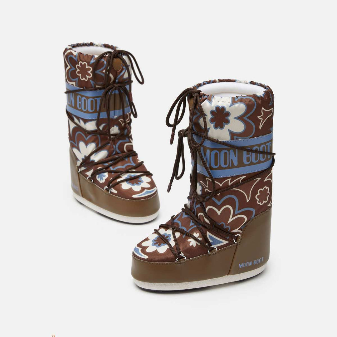 Moon Boot Icon Flower Brown-Elephant Grey W