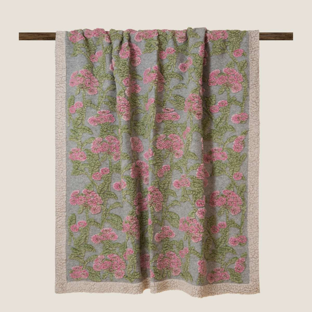 Frati Old Flower Rosa Boiled Wool Throw 150x190cm