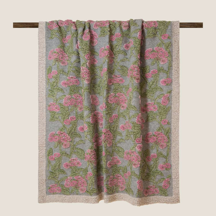Frati Old Flower Rosa Boiled Wool Throw 150x190cm