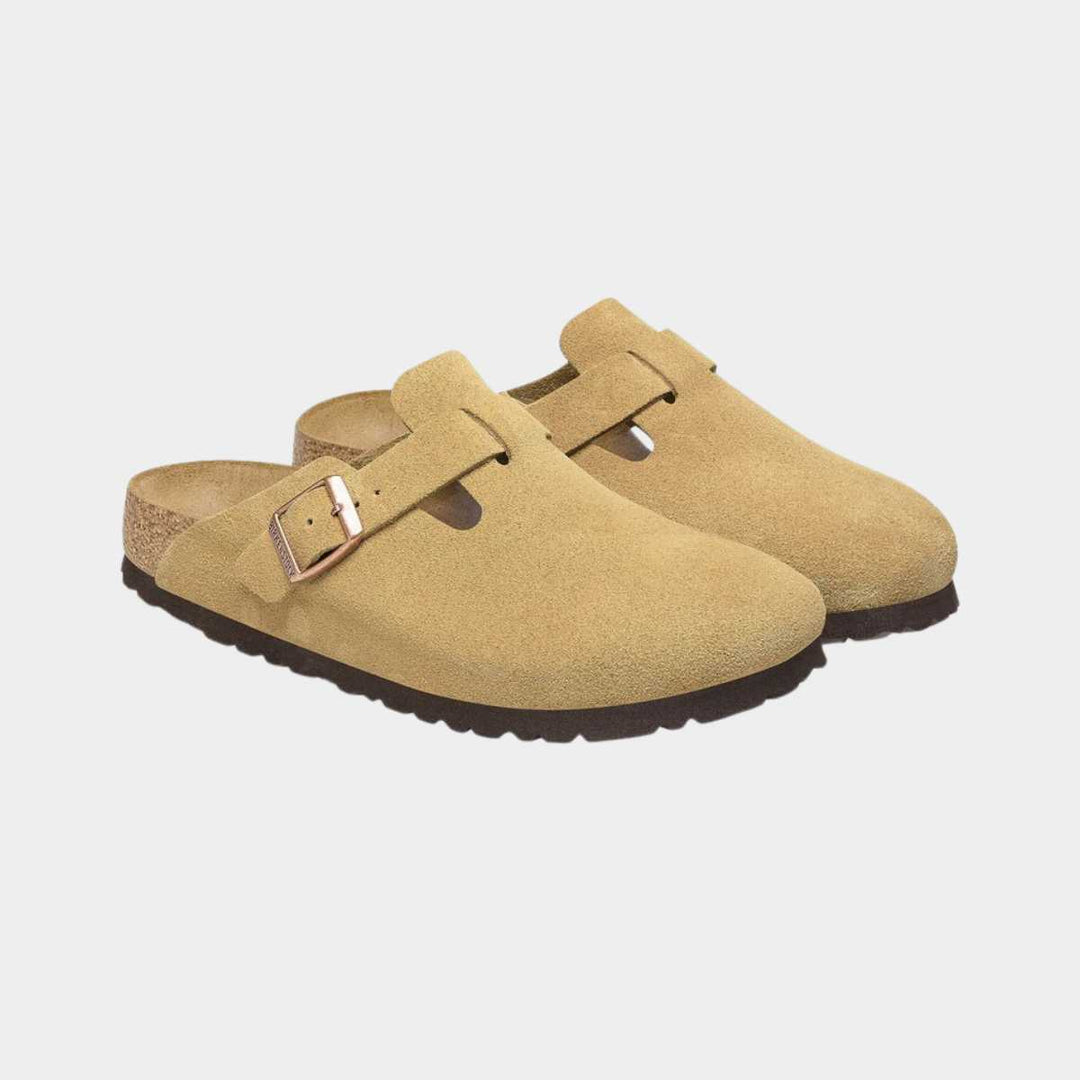 Birkenstock Boston Suede Leather Latte Cream W