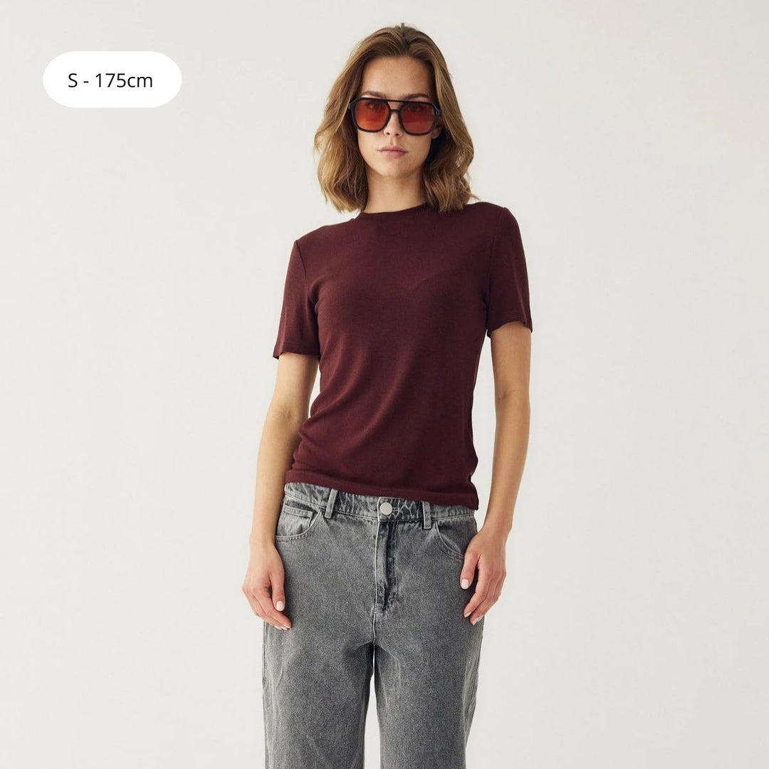 Noella Lidie SS Top Burgundy Melange