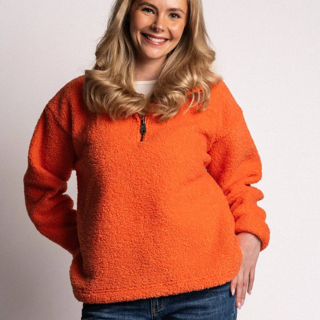 Monel Annie Teddy Fleece Half Zip Orange