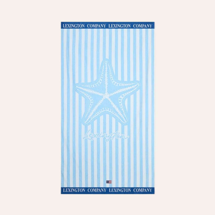 Lexington Summer Cotton Velour Beach Towel Blue/White 100x180