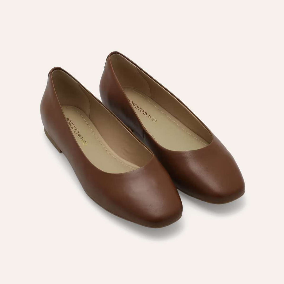 Roberto Rosso Trieste Ballerina Leather Cognac
