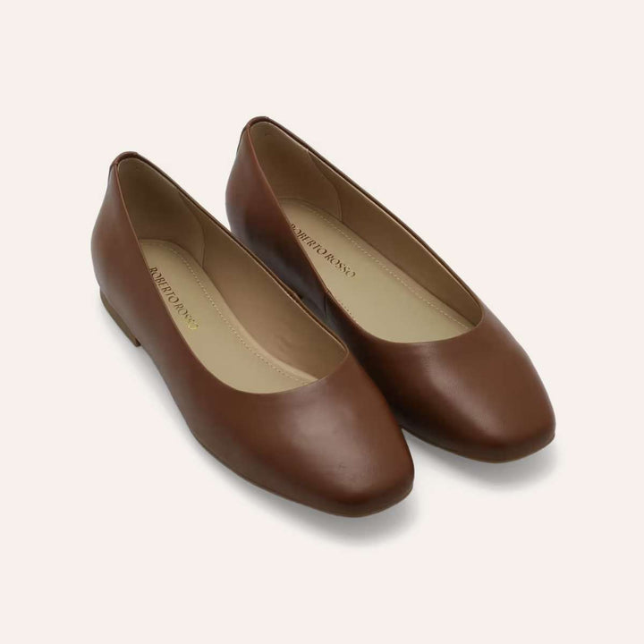 Roberto Rosso Trieste Ballerina Leather Cognac
