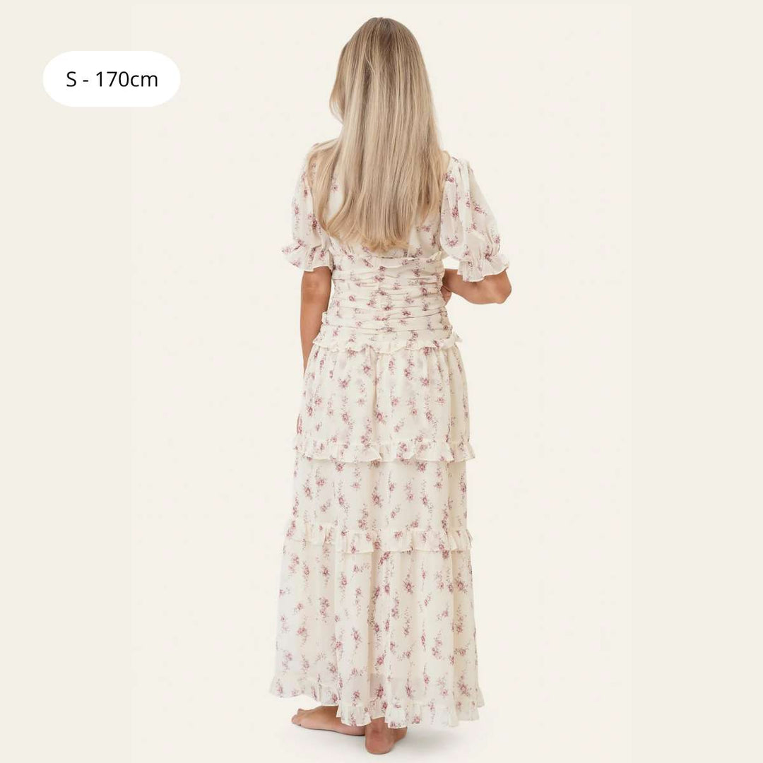 BYIC ArielIC Long Dress Off White Vintage Rose
