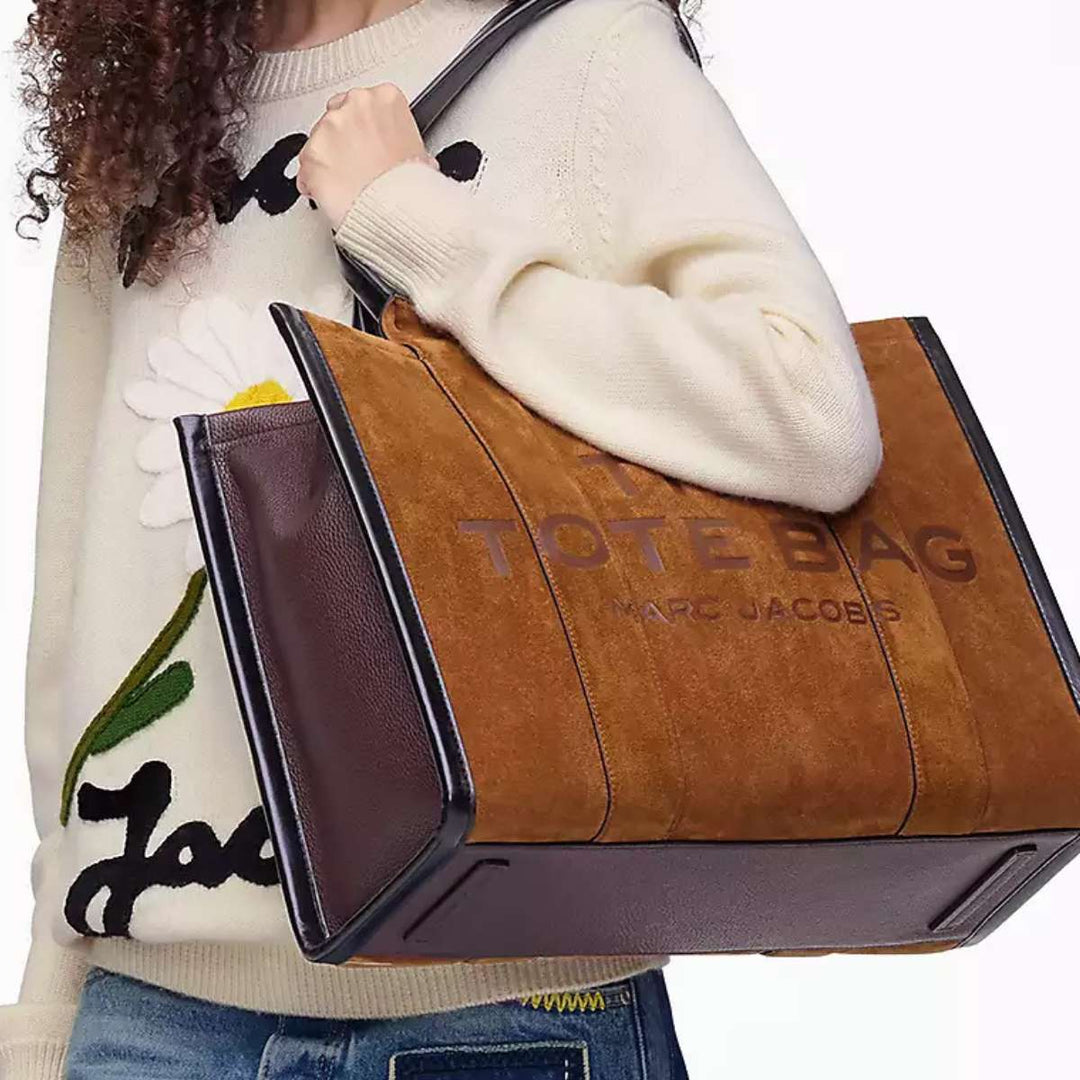 Marc Jacobs The Large Tote Suede Leather Blocked Copper