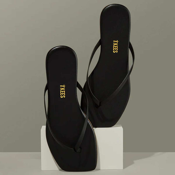TKEES Square Toe Lily Sandal Black