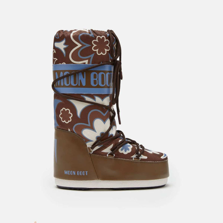 Moon Boot Icon Flower Brown-Elephant Grey W