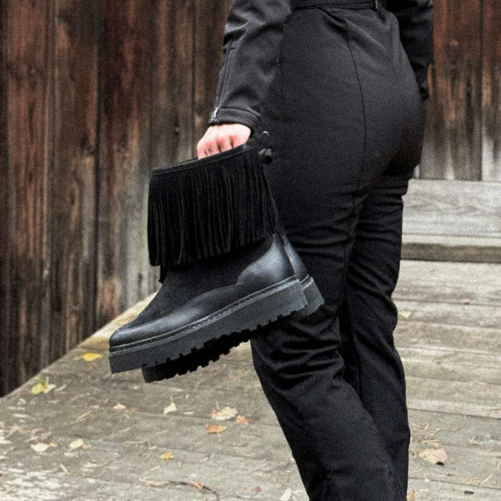 Mono Tag Boot Fringes Leather/Suede Black W