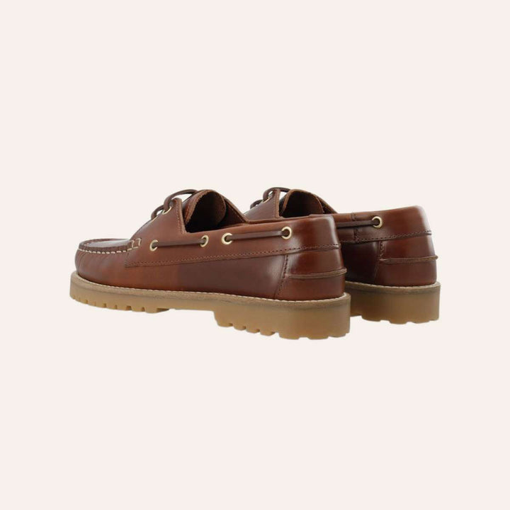 Bianco Biacapri Boat Shoe Pull Up Leather Brown W
