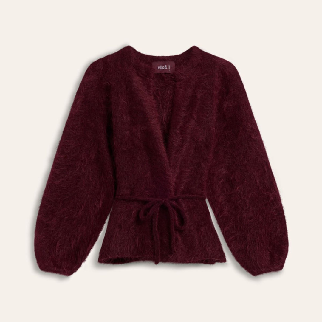 ELLA & IL Fredrikke Chunky Cardigan Oxblood