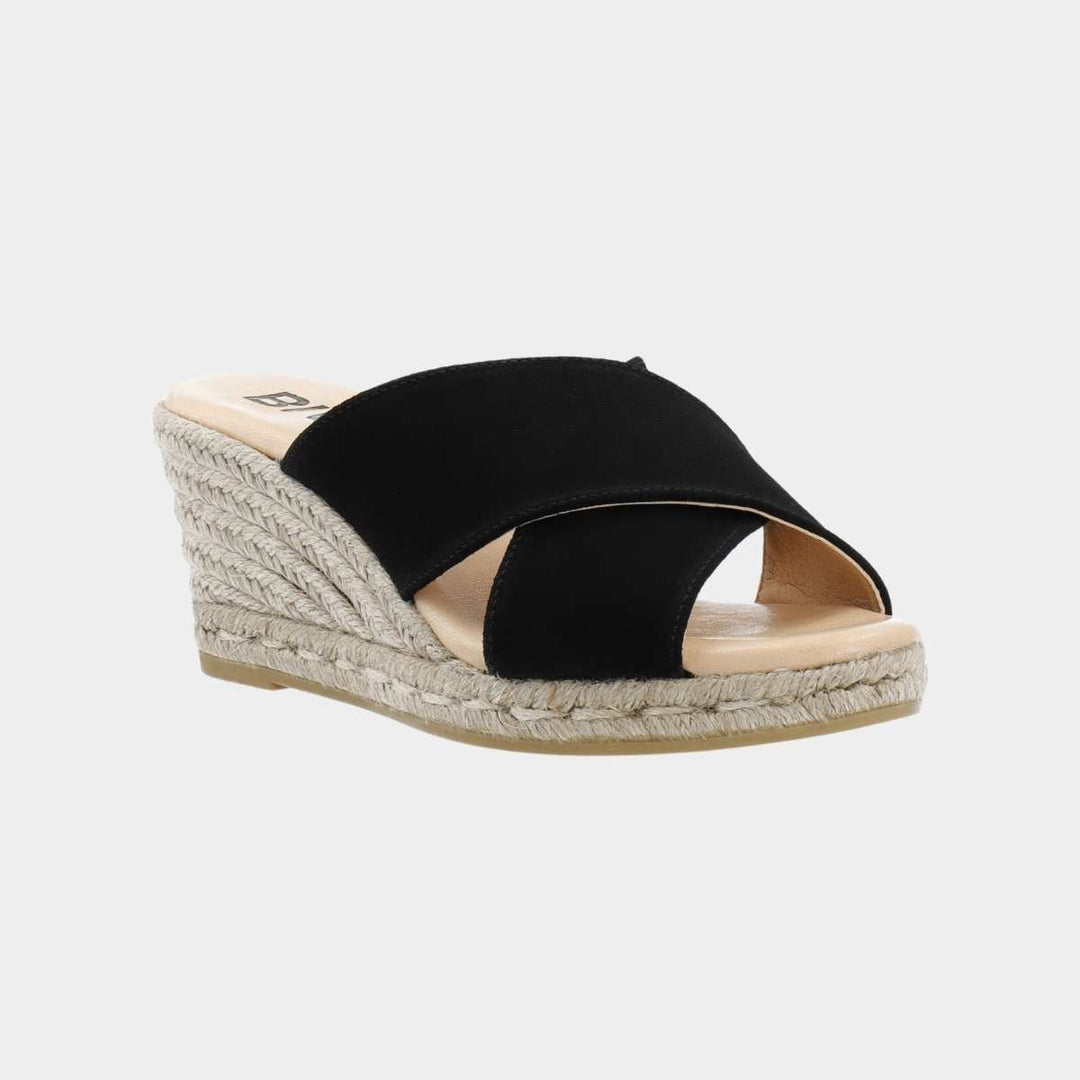 Bianco Biaibiza Wedge Cross Mule Suede Black W