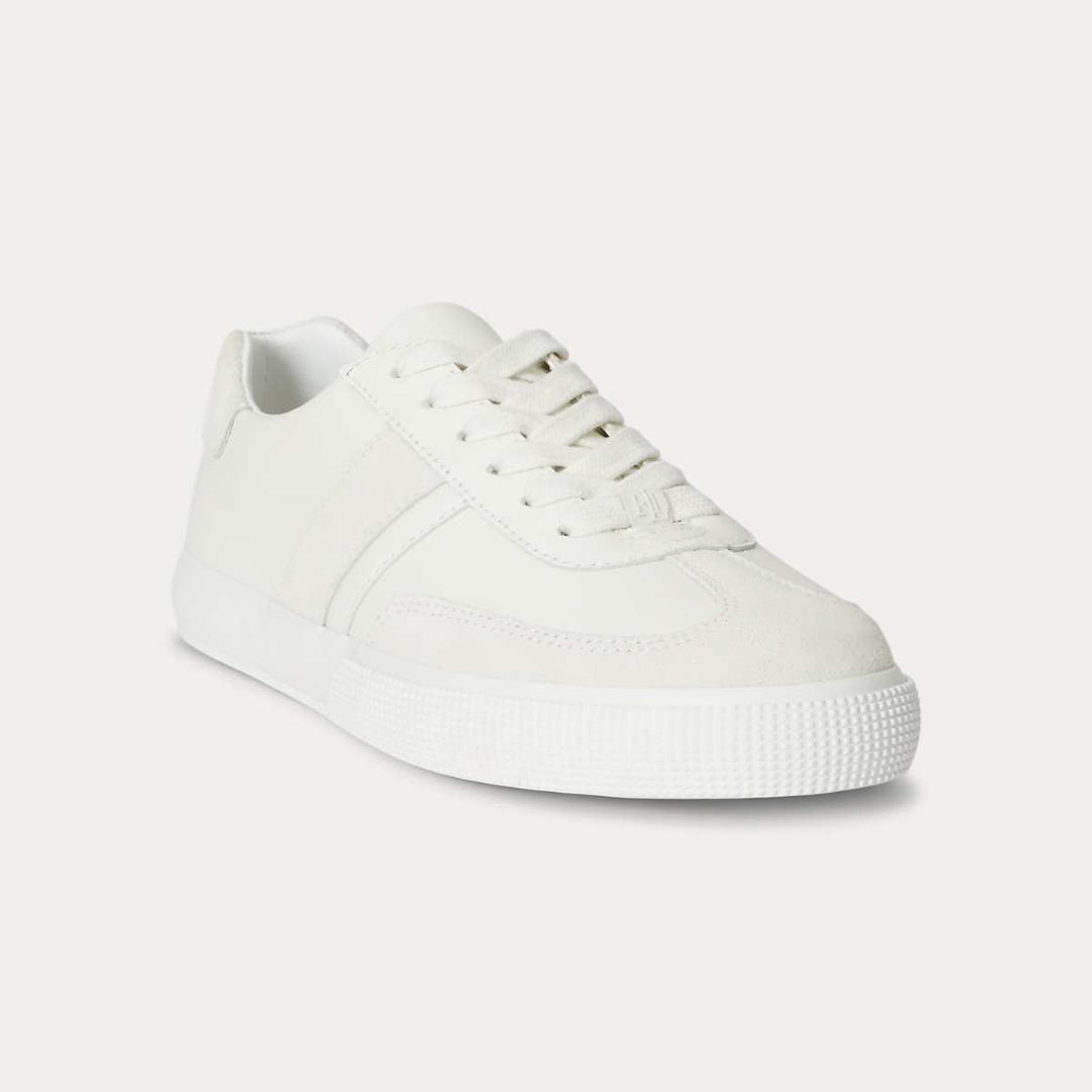 Ralph Lauren Braylee Leather and Suede Trainer Snow White / Bianco W