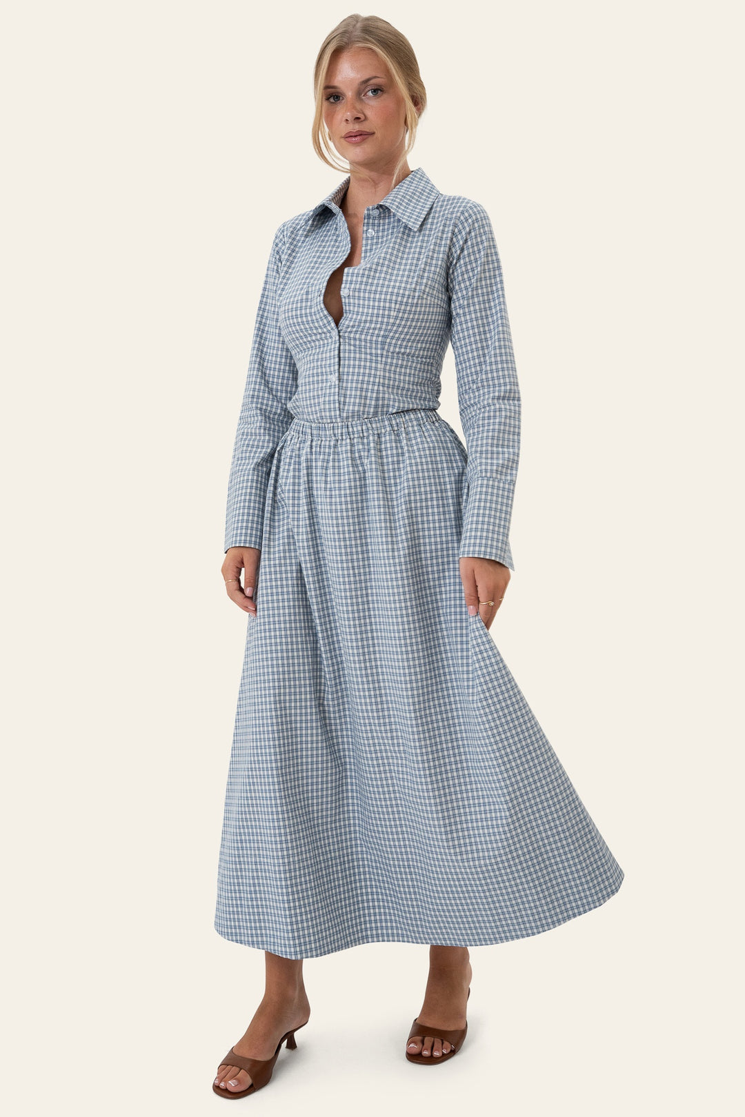 BYIC MilleIC Long Skirt Blue Checks
