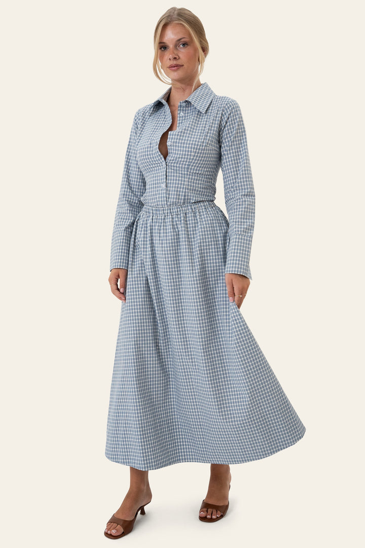 BYIC MilleIC Long Skirt Blue Checks