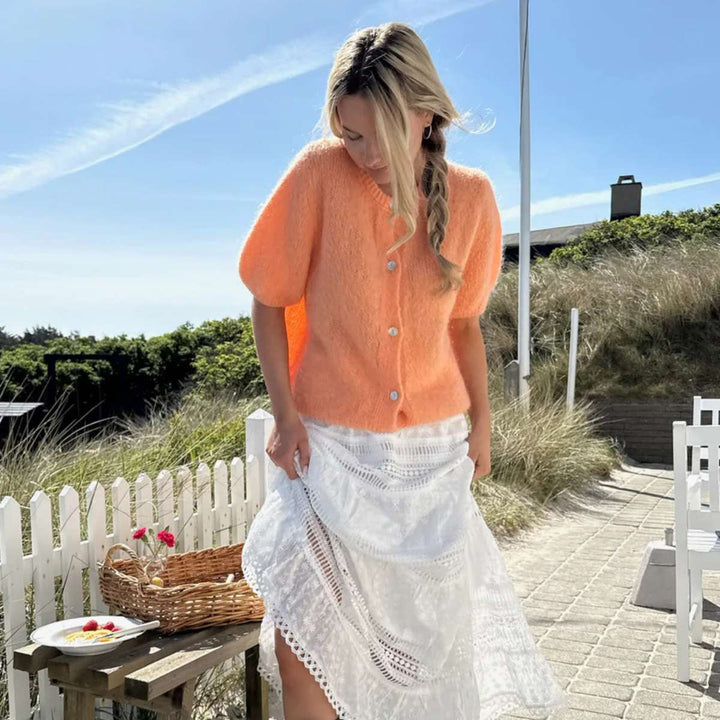 IdaIC Kortermet Cardigan Orange