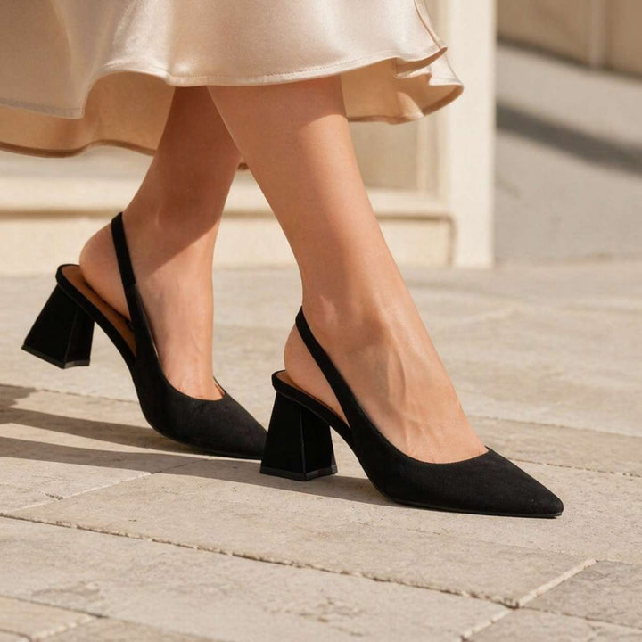 Bianco Biamaralyn Slingback Faux Suede Black W