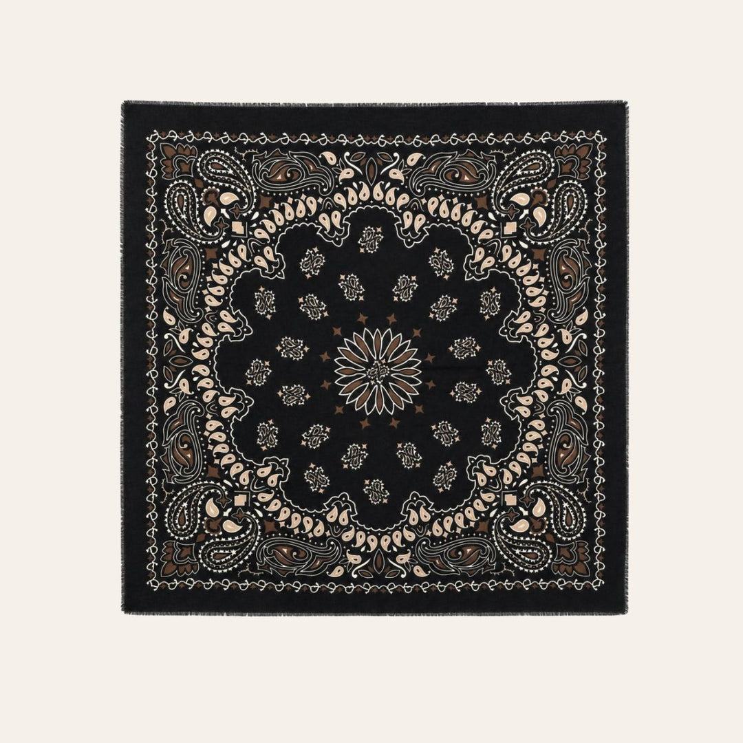 From Paris With Love Large Paisley Scarf 110x110cm Black