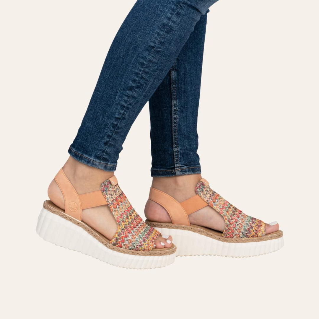 Rieker Kilehælsandal Multi Aprikos W