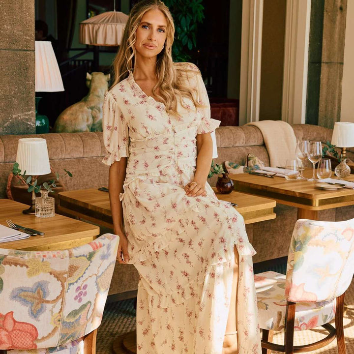BYIC ArielIC Long Dress Off White Vintage Rose