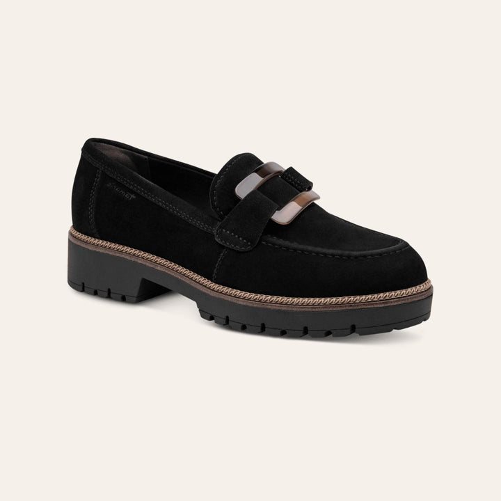 Tamaris Suede Leather Slipper Black W