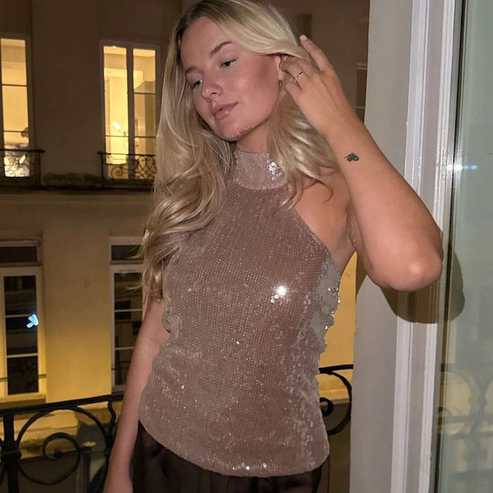 BYIC EmilyIC Top Light Brown Sequin
