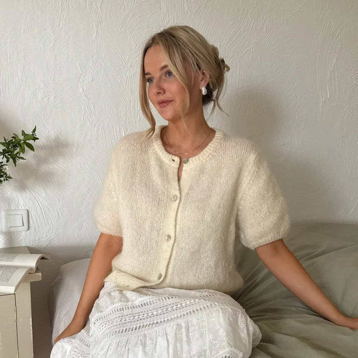 IdaIC Kortermet Cardigan Hvit