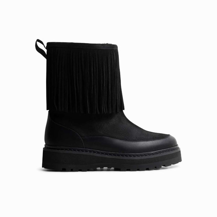Mono Tag Boot Fringes Leather/Suede Black W