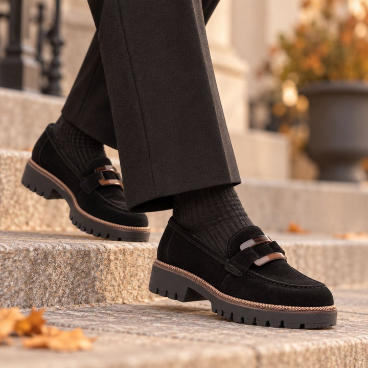 Tamaris Suede Leather Slipper Black W