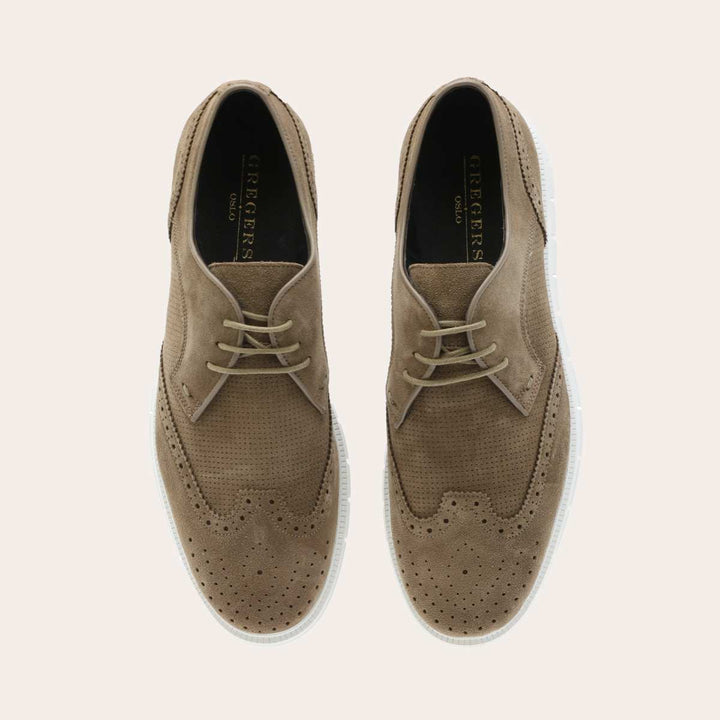 Gregers Sport Brogue Light Brown Suede M