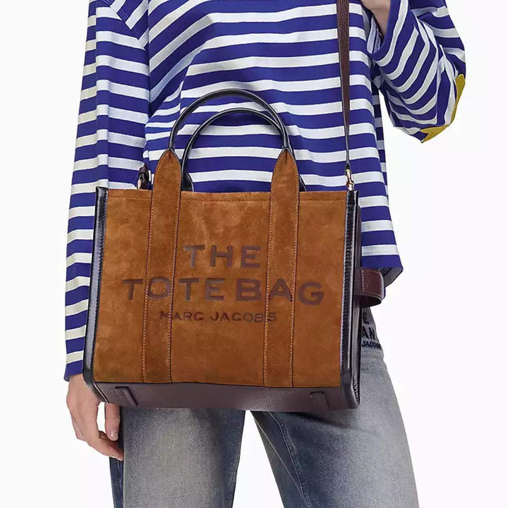 Marc Jacobs The Medium Tote Suede Leather Blocked Copper