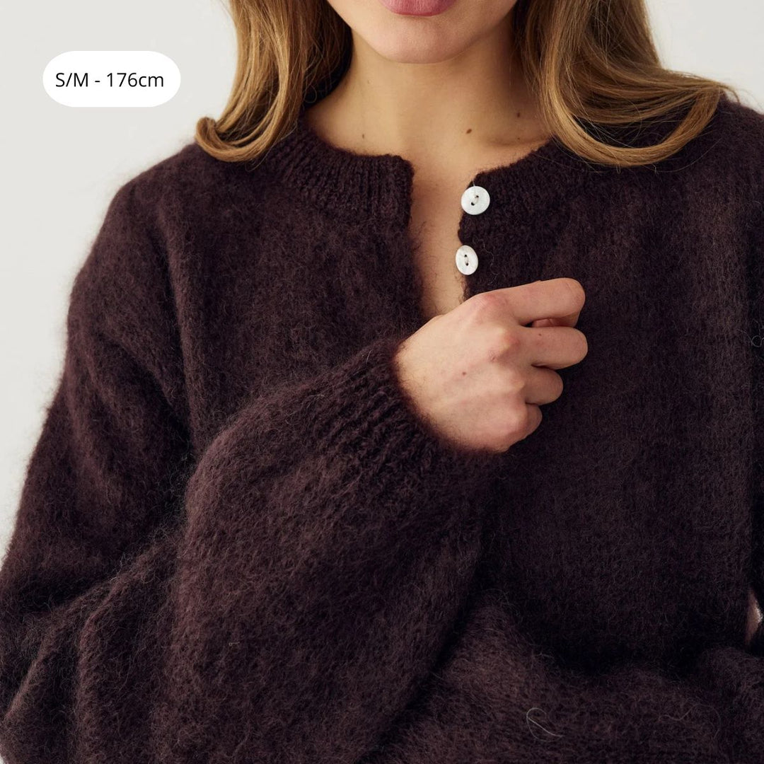 Noella N-Kae Mohair Cardigan Dark Brown Chocolate