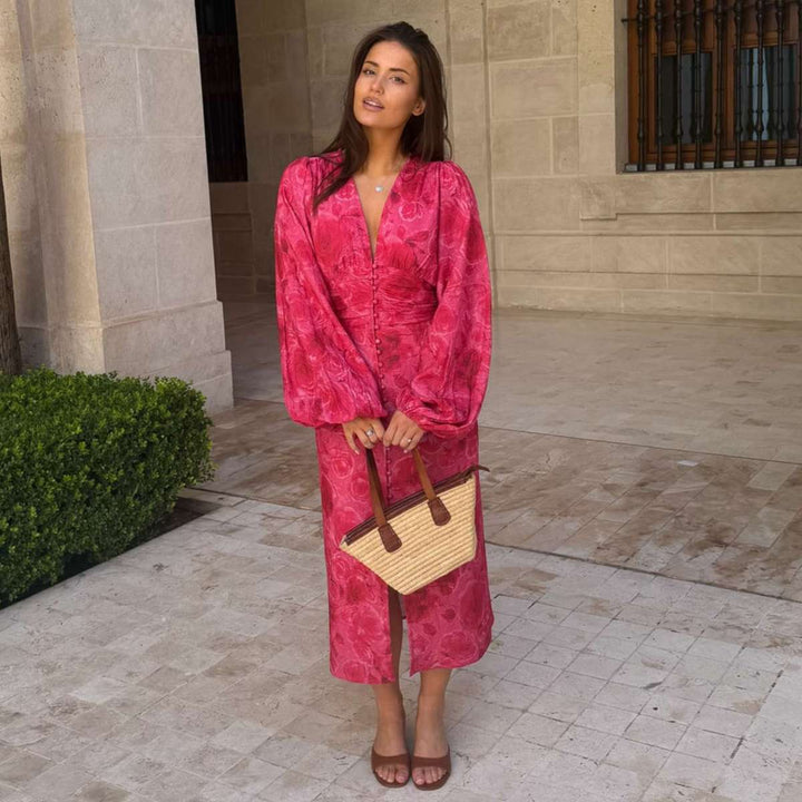 BYIC AdaIC Long Dress Soft Rose Print