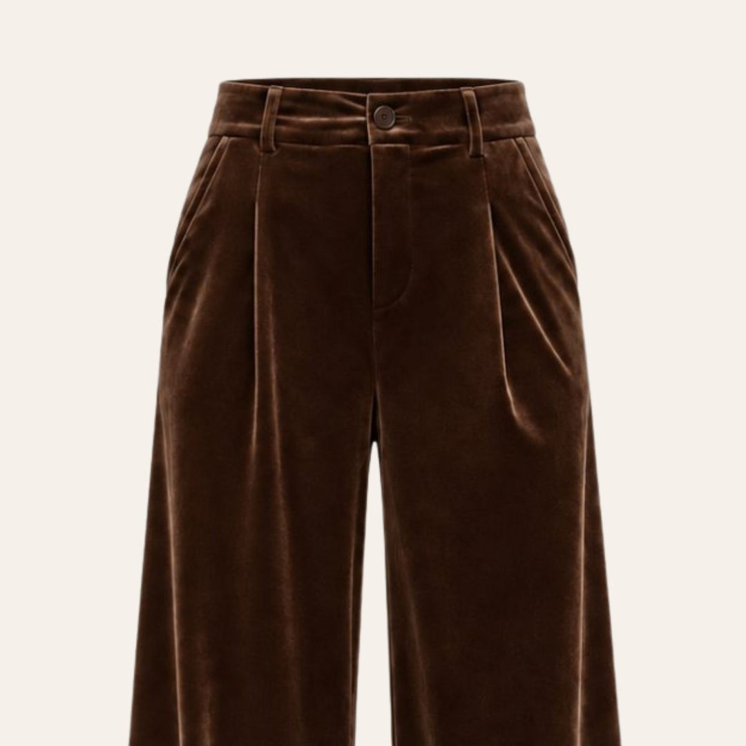 From Paris With Love Wide Velvet Suit Trousers Choco W