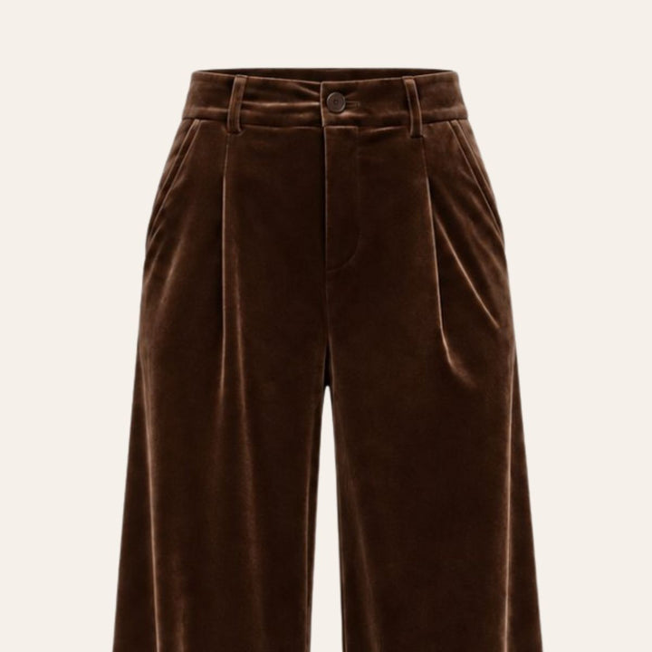 From Paris With Love Wide Velvet Suit Trousers Choco W