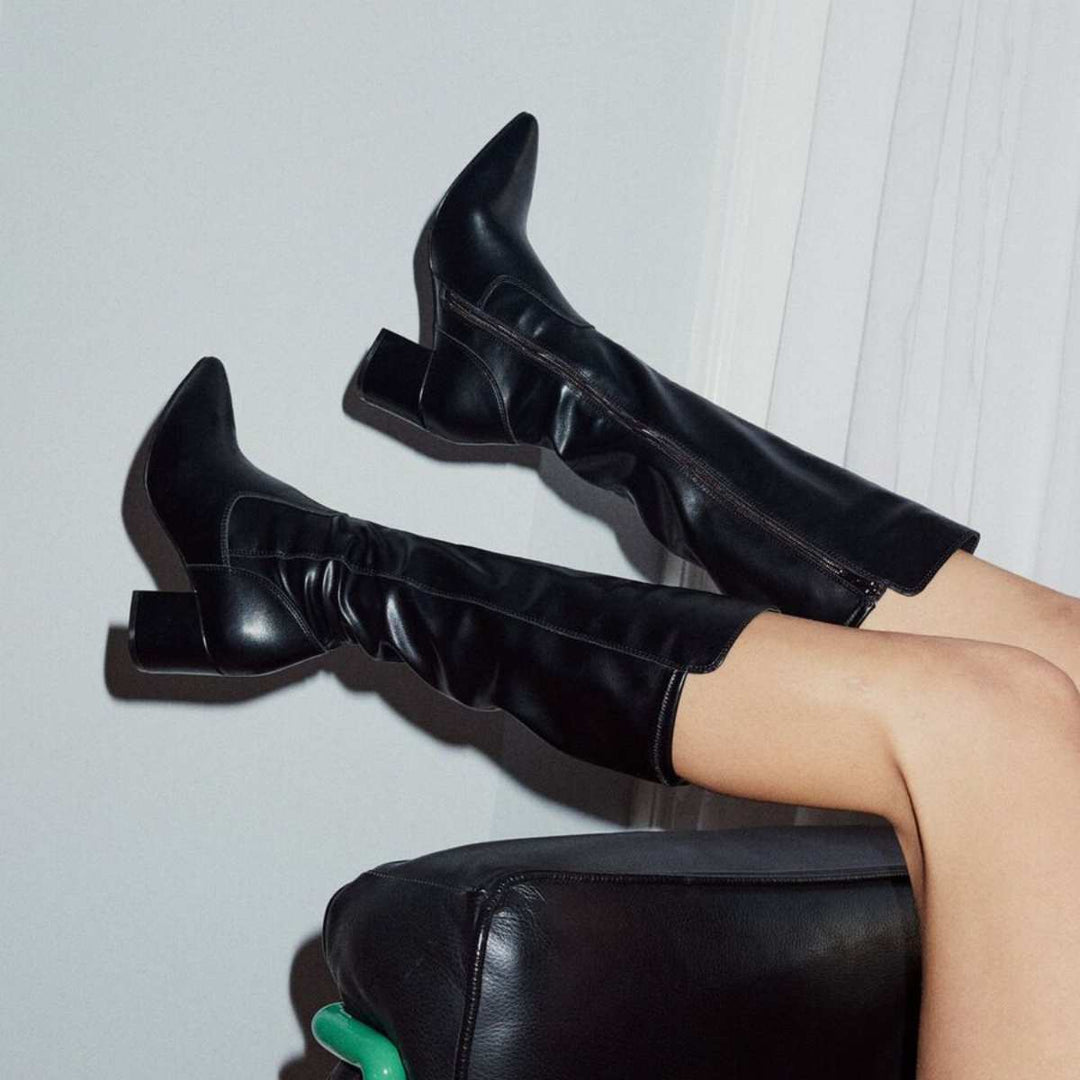 Bianco Biadevived Stretch Knee High Boot Smooth Black W