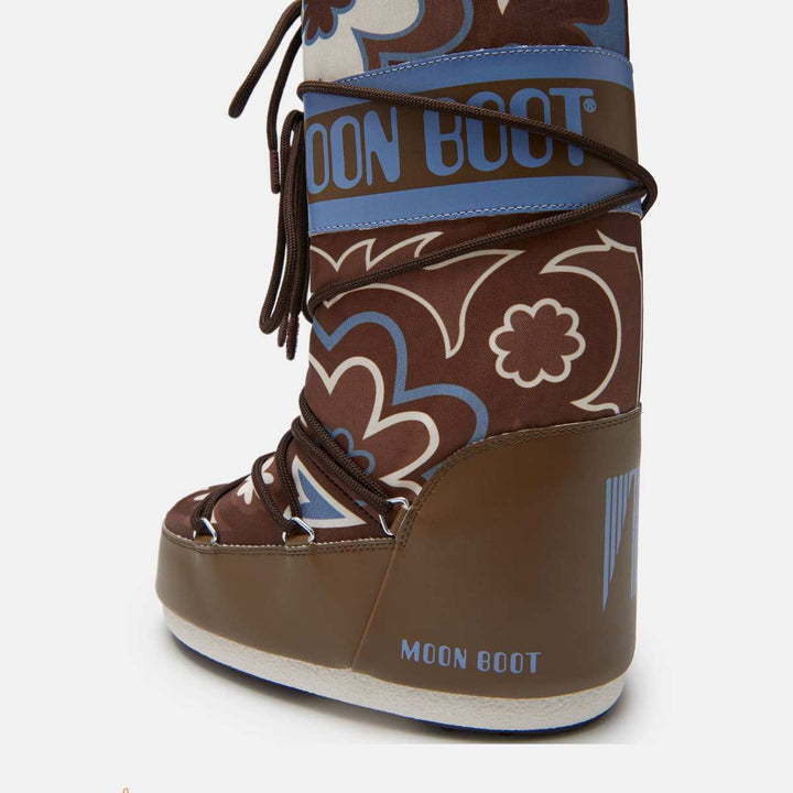 Moon Boot Icon Flower Brown-Elephant Grey W