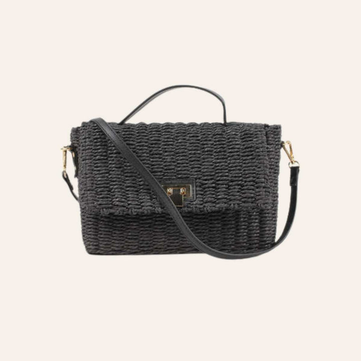 Montecristo Albero Straw Cross Body Bag, Black