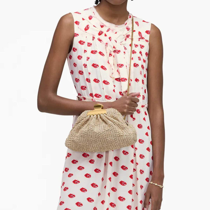 Marc Jacobs The Small Claw Clip Clutch Woven Natural