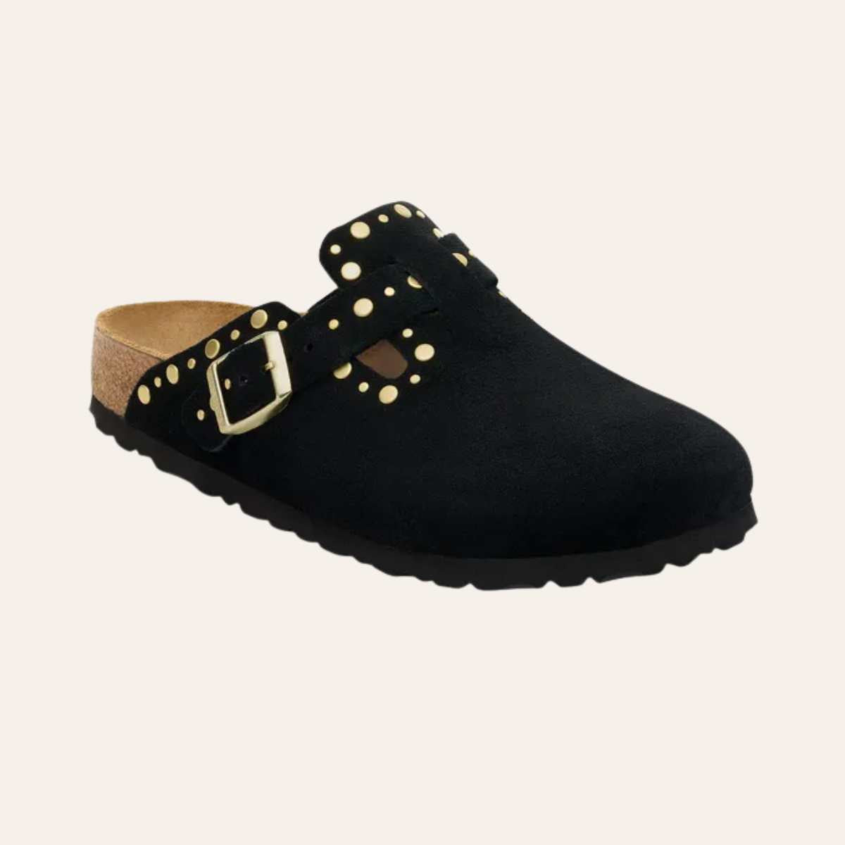 Birkenstock Boston Rivet Border Suede Black W – Tønnesen 1937