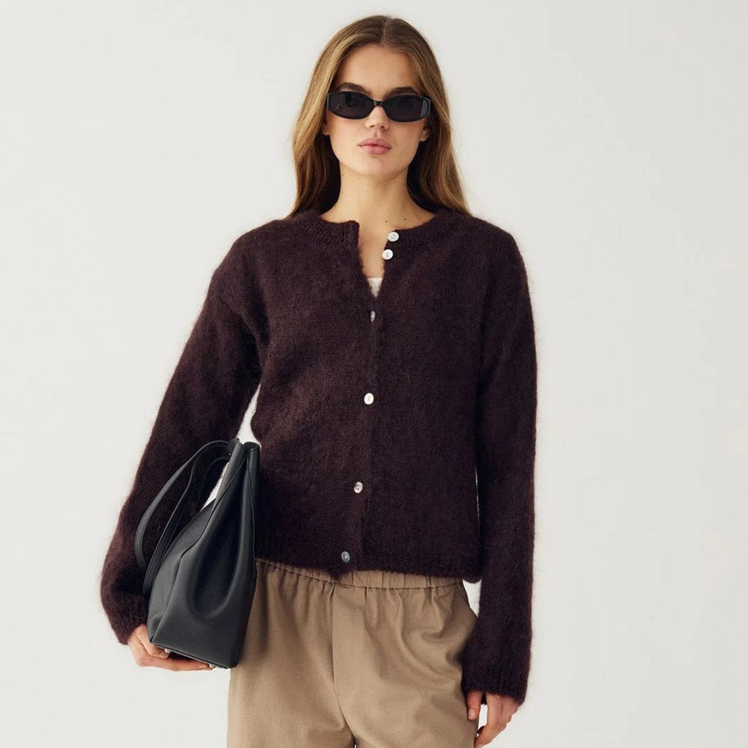 Noella N-Kae Mohair Cardigan Dark Brown Chocolate