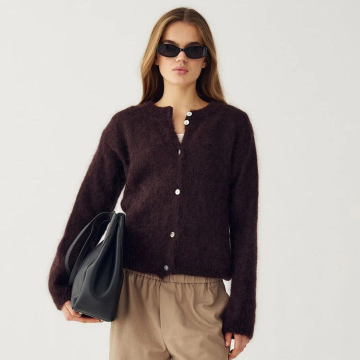 Noella N-Kae Mohair Cardigan Dark Brown Chocolate