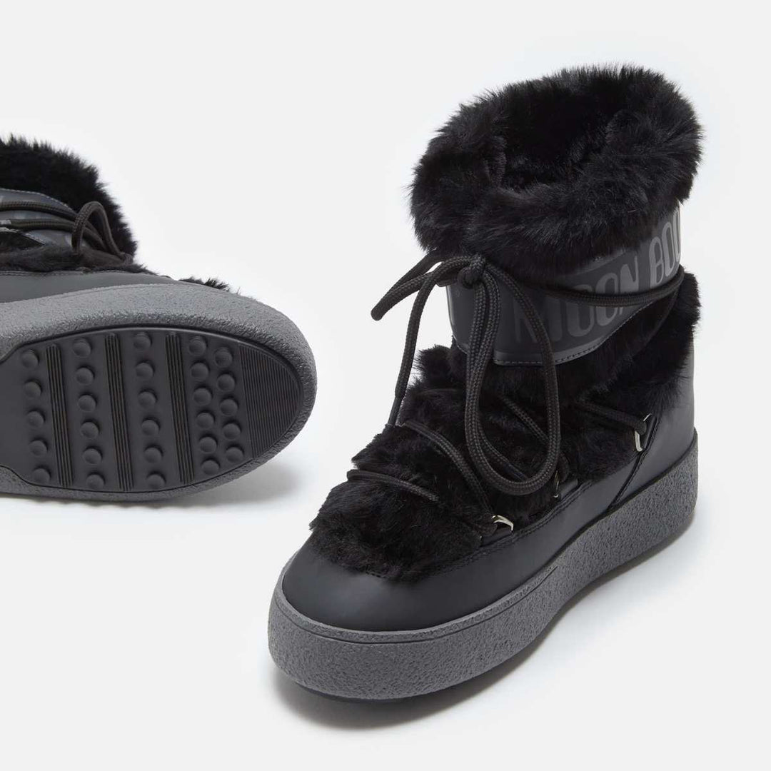 Moon Boots Faux Fur WP Black W