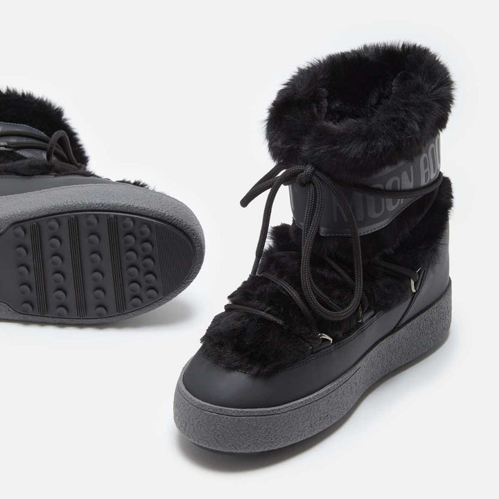 Moon Boots Faux Fur WP Black W