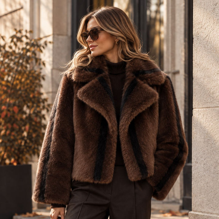 From Paris With Love Faux Fur Jacket Choco Black W