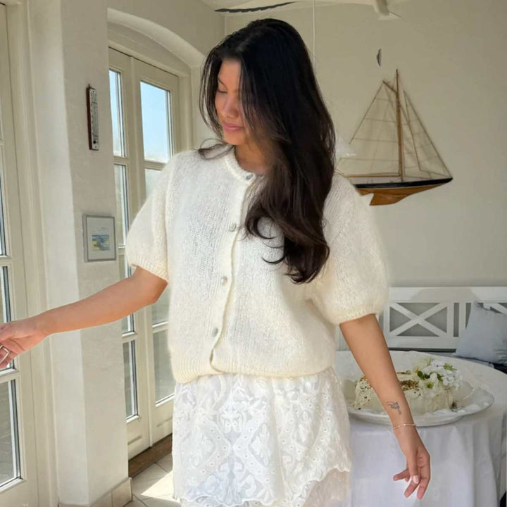 IdaIC Kortermet Cardigan Hvit