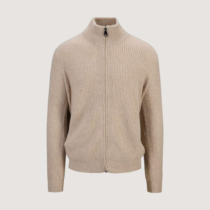 Monel Jason Cashmere Zip Stone Sand M