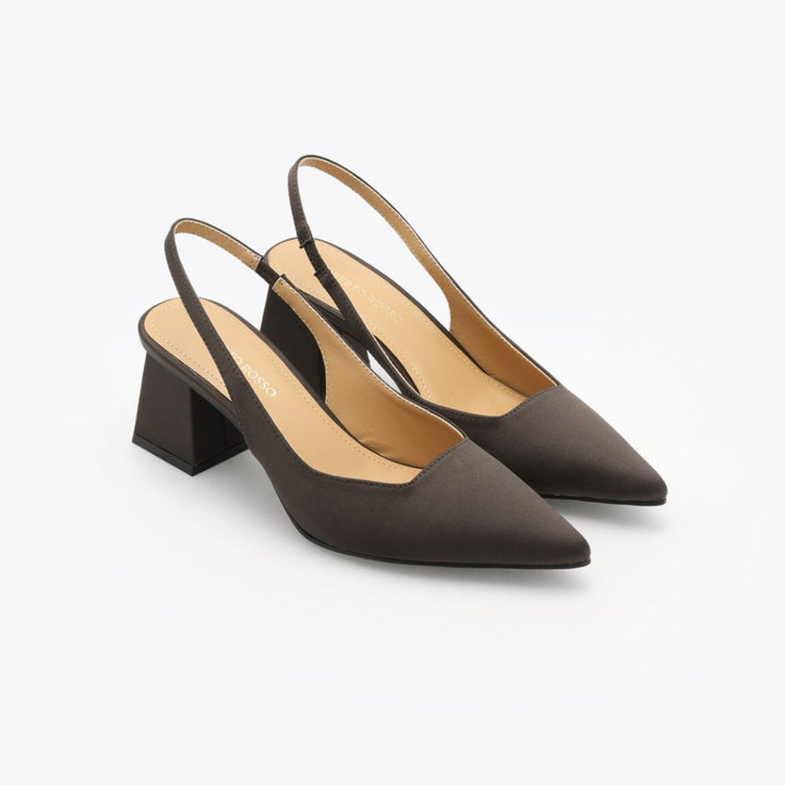Roberto Rosso Pia Sling-Back Satin Coffee W