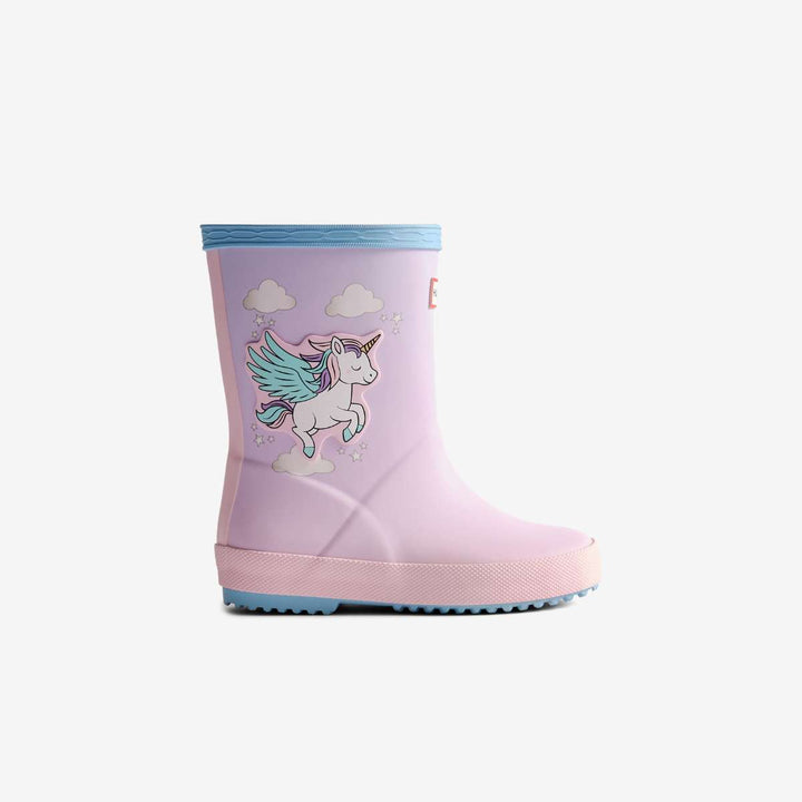 Hunter Kids First Unicorn Print Boot Blue Frost/Parfait Pink